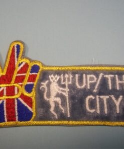 UP THE CITY UNION JACK V FOR VICTORY MAN CITY  SEW ON PATCH