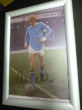 AUTOGRAPHED FRAMED A4 MANCHESTER CITY LEGEND COLIN BELL ACTION