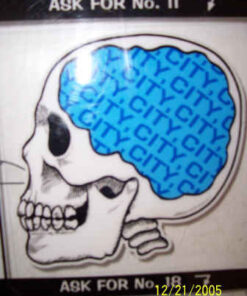 CITY ON THE BRAIN. MANCHESTER CITY WINDOW STICKER 4 X 4 NO11