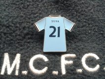 Premier Champions 2013/14 Manchester City No 21 EL MAGO DAVID SILVA  kit shirt badge MCFC